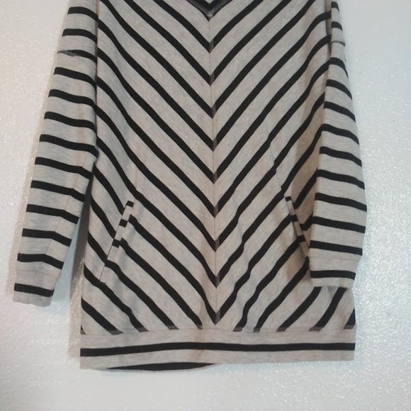 Christopher & Banks women's size S gray and black diagonal striped sweater - Picture 3 of 13